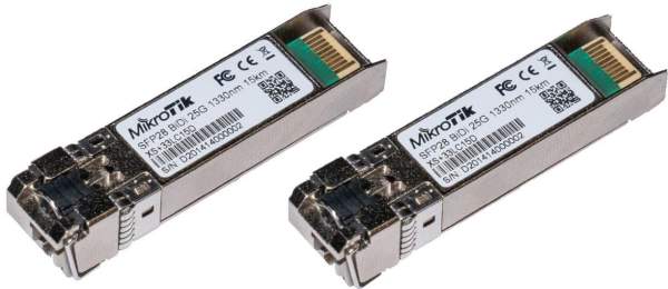 MikroTik - XS+2733LC15D - SFP28 transceiver module - SFP+/SFP28 / LC/UPC single-mode - up to 15 km - 1270 nm / 1330 nm - (pack of 2)