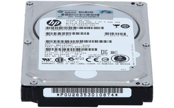 HPE - EG0450FBDSQ - HP HDD 450GB 10K 6G 2.5'' SFF SAS - Festplatte - Serial Attached SCSI (SAS)