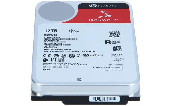 Seagate Technology - ST12000VN0008 - Hard drive - 12 TB - internal - 3.5" - SATA 6Gb/s - 7200 rpm - buffer: 256 MB