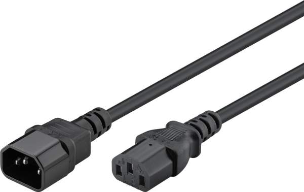 Wentronic - 50081 - Kaltgerätekabel Verlängerung - 2 m - Stecker IEC 60320 C14 auf Buchse IEC 60320