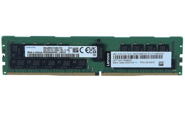 Lenovo - 4X77A08633 - TruDDR4 - DDR4 - module - 32 GB - DIMM 288-pin - 3200 MHz / PC4-25600 - 1.2 V - registered - ECC