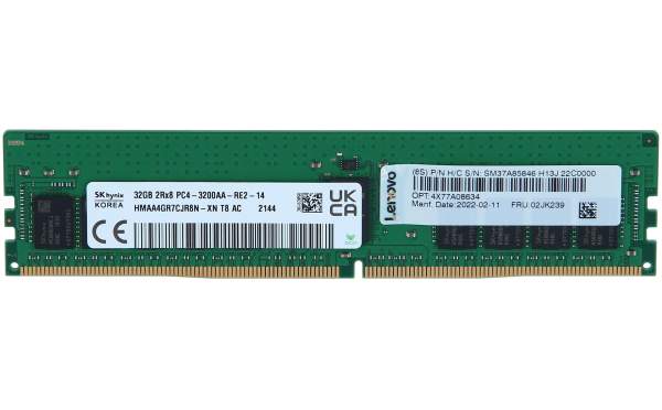 Lenovo - 4X77A08634 - TruDDR4 - DDR4 - module - 32 GB - DIMM 288-pin - 3200 MHz / PC4-25600 - 1.2 V - registered - ECC