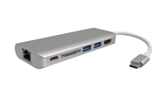 DINIC - USBC-HUB-V2 - USB 3.1-Adapter 2-Port HUB + Netzwerk + HDMI