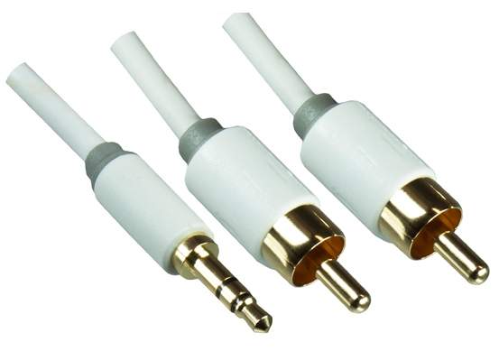 DINIC - MO-K2C-2W - Kabel 3,5mm Klinke St. auf 2x Cinch St. 2m wei?