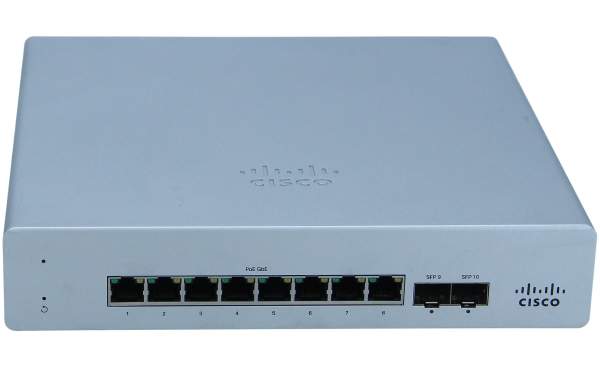 Cisco - MS120-8FP-HW - Meraki Cloud Managed MS120-8 - Switch - Managed - 8 x 10/100/1000 (PoE+) + 2