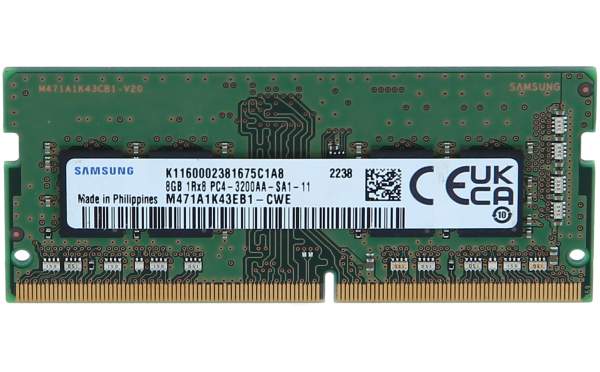 Samsung - M471A1K43EB1-CWE - DDR4 - module - 8 GB - SO-DIMM 260-pin - 3200 MHz / PC4-25600 - 1.2 V - unbuffered - non-ECC