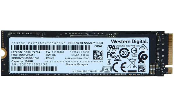 WD - SDBPNTY-256G - PC SN730 NVMe SSD - SSD - 256 GB - internal - M.2 2280 - PCIe 3.0 x4 (NVMe)