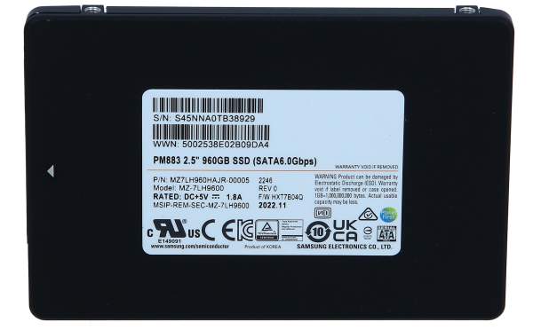 Samsung - MZ7LH960HAJR-00005 - PM883 MZ7LH960HAJR - 960 GB SSD - intern - 2.5" (6.4 cm)