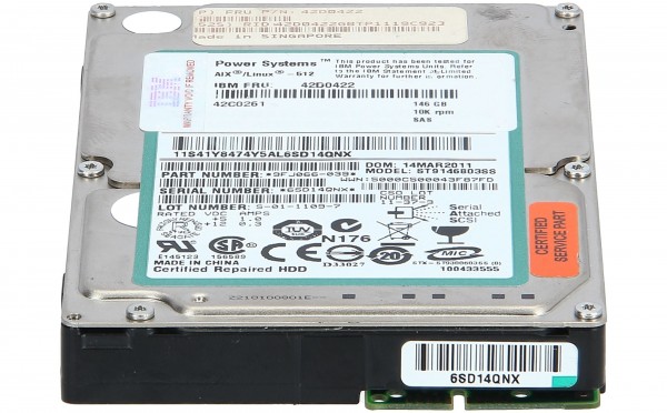 IBM - 42D0422 - 146GB 10K 2.5 INCH SAS NHS HDD