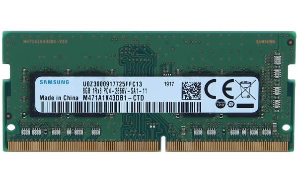 Samsung - M471A1K43DB1-CTD - DDR4 - module - 8 GB - SO-DIMM 260-pin - 2666 MHz / PC4-21300 - 1.2 V - unbuffered - non-ECC