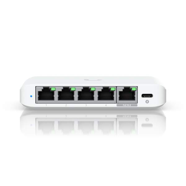 UbiQuiti - USW-FLEX-2.5G-5 - UniFi Switch Flex Mini 2.5G - Switch - L2+ - Managed - 4 x 2.5GBase-T + 1 x 2.5GBase-T (PoE) - desktop - PoE