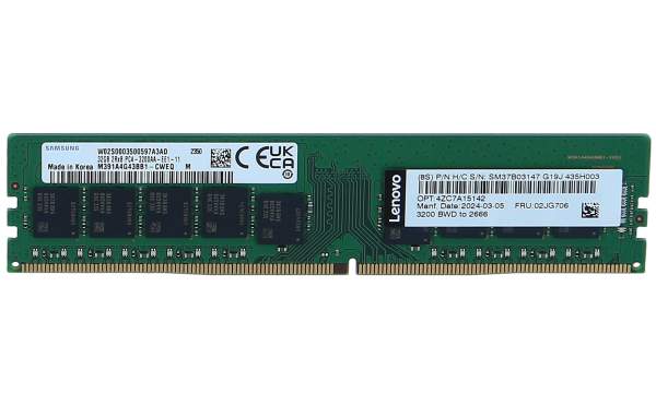 Lenovo - 4ZC7A15142 - TruDDR4 - DDR4 - module - 32 GB - DIMM 288-pin - 2666 MHz / PC4-21300 - 1.2 V - unbuffered - ECC