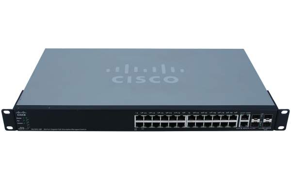 Cisco - SG500-28P-K9 - Small Business SG500-28P - Switch - Managed - 24 x 10/100/1000 + 2 x combo Gigabit SFP + 2 x SFP - rack-mountable - PoE