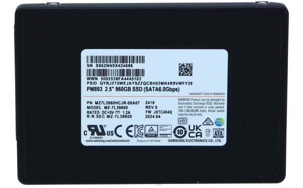 Samsung - MZ7L3960HCJR-00A07 - SSD - 960 GB - internal - 2.5" - SATA - 6Gb/s