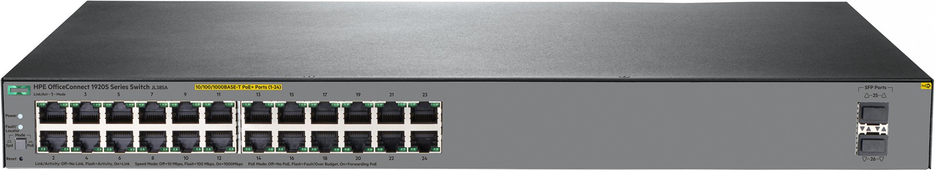 HP - JL385A - OfficeConnect 1920S 24G 2SFP PoE+ 370W - Switch - L3