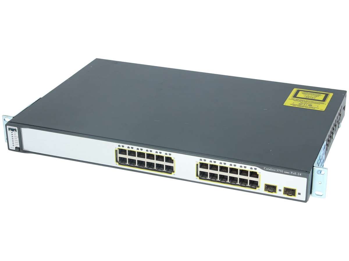 Cisco - WS-C3750-24PS-S - Catalyst 3750 24 10/100 PoE + 2 SFP Standard Image