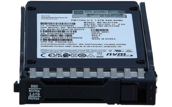 HPE - P50227-B21 - SSD - Mixed Use - 1.6 TB - hot-swap - 2.5" SFF - U.3 PCIe 4.0 (NVMe)