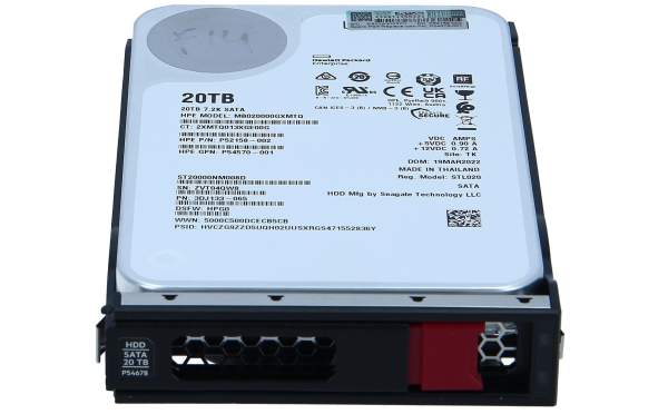 HPE - P53554-B21 - 20TB SATA 6G Business Critical 7.2K LFF LP 1-year Warranty Helium 512e ISE Multi Vendor HDD