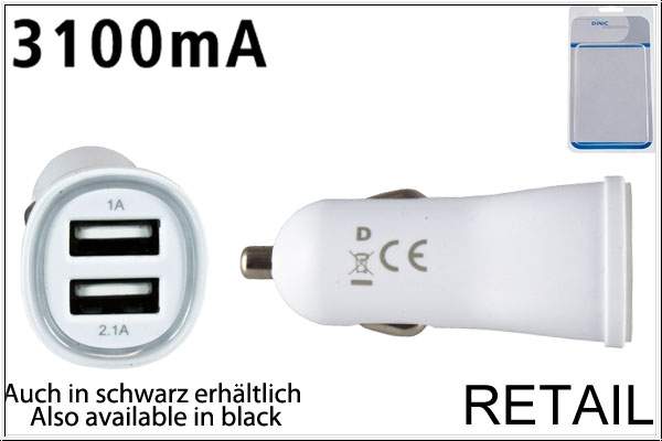 DINIC - PW-KFZ-3DI - KFZ Ladeadapter 12V 3100mA 2x USB wei?