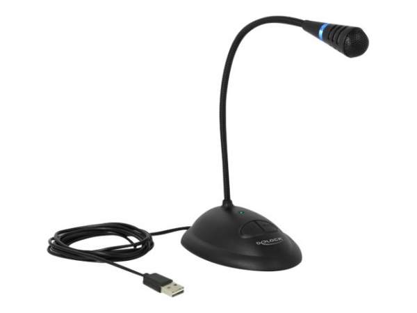 DELOCK - 65871 - USB Schwanenhals Mikrofon mit Standfu? und Mute + On/Off Taste