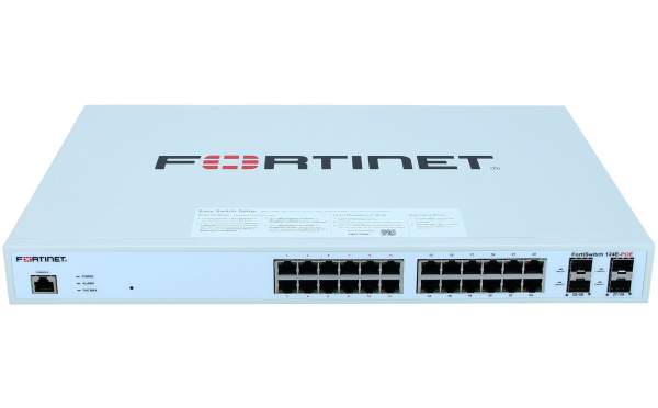 Fortinet - FS-124E-POE - Layer 2 FortiGate switch controller compatible PoE+ switch with 24 GE RJ45 + 4 SFP ports, 12 port PoE with