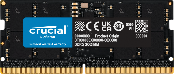 Crucial - CT16G52C42S5 - DDR5 - module - 16 GB - SO-DIMM 262-pin - 5200 MHz / PC5-41600 - CL42 - 1.1 V - on-die ECC