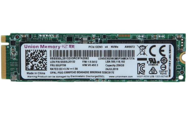 Lenovo - SSS0L25132 - 256Gb M.2 Nvme Pcie X4 Gen3 Union Memory