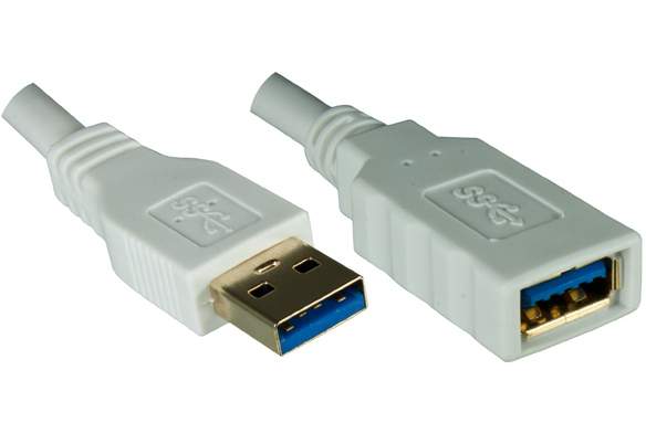 DINIC - USB3-2V-WDI - USB 3.0-Verl?ngerung A-St./Bu. 2m wei? Blister