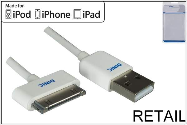 DINIC - IP-MFI-05 - USB 2.0 Dock Kabel f?r iPad1/2/3/iPod/iPhone 0,5m wei?